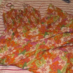 Fate Orange Smocked Dress